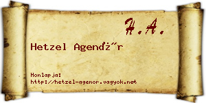 Hetzel Agenór névjegykártya